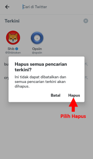 Cara Menghapus History Pencarian di Twitter (di HP dan PC) 3 Konfirmasi Hapus History Twitter