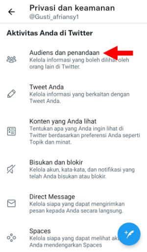 Cara Mem-private atau Mengunci Akun Twitter kamu (di HP dan PC) 4 Pilih Audiens dan Penandaan