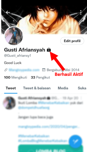 Cara Mem-private atau Mengunci Akun Twitter kamu (di HP dan PC) 6 Berhasil Mengaktifkan Kunci Akun Aplikasi Twitter