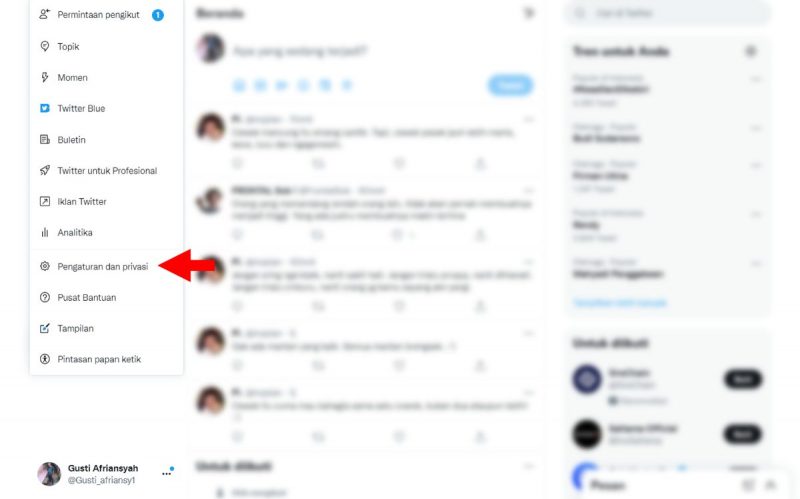 Cara Mem-private atau Mengunci Akun Twitter kamu (di HP dan PC) 8 Klik Pengaturan dan Privasi