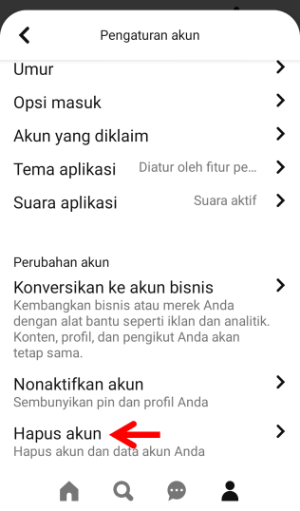 Cara menonaktifkan sementara atau menghapus permanen akun Pinterest 10 Pilih Opsi Hapus Akun