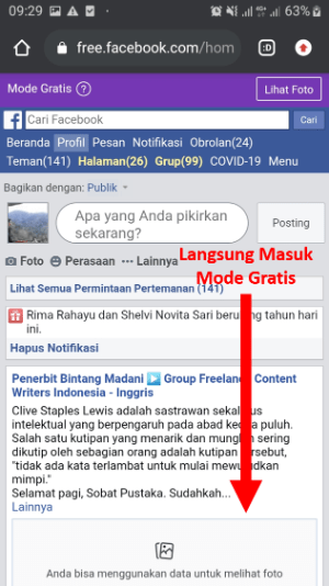 Cara mengaktifkan Facebook mode gratis (atau kembali ke mode data) 11 Berhasil Masuk Mode Gratis Free Facebook