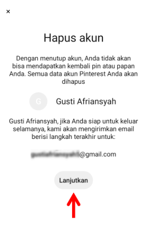 Cara menonaktifkan sementara atau menghapus permanen akun Pinterest 11 Lanjutkan Hapus Akun