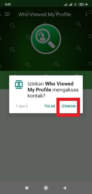 Cara mengetahui orang yang sering stalking WhatsApp kita 3 Beri akses kontak HP ke aplikasi
