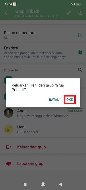 Cara membuat grup WhatsApp yang anggotanya hanya kita sendiri 21 Tap "Oke".
