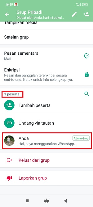 Cara membuat grup WhatsApp yang anggotanya hanya kita sendiri 22 Anggota berhasil dikeluarkan