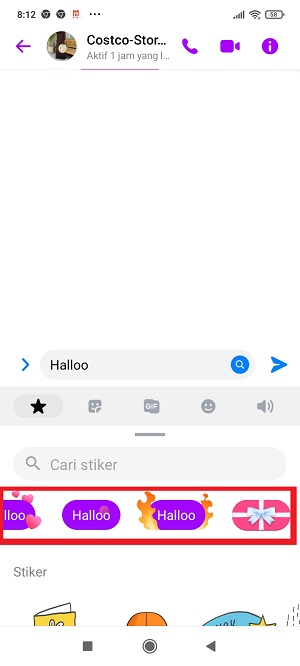 Cara mengirim pesan dengan efek (Kado/Pesan berapi/dll) di Messenger 6 Pilih salah satu efek yang ingin kamu gunakan.
